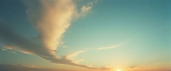 Poster - Dramatic Sunset Sky with Golden Light and Wispy Clouds Painting a Vivid Panorama of Hope and Tranquility