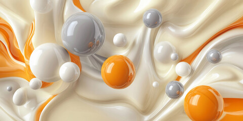 Poster - Swirling orange abstract rendering with dynamic movement Generative AI