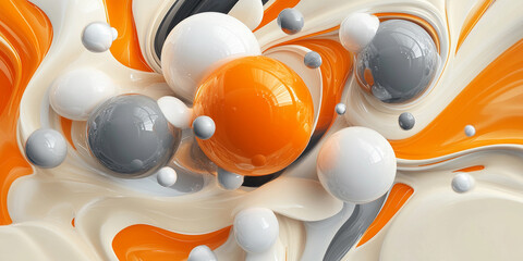 Poster - Swirling orange and gray abstract design captivates viewers Generative AI