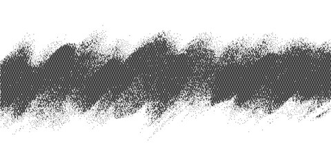 Poster - Bitmap pattern background. Textured pixel art border. Retro computer game design. Vector abstract noise gradation. Grainy glitch halftone on white bg