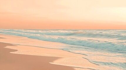Wall Mural - Peaceful sunrise beach waves.