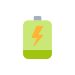 Poster - Battery charging symbol with a vibrant lightning bolt, energy indicator illustration