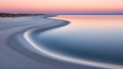 Wall Mural - Serene Coastal Sunset Beach Curve.