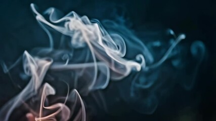 Poster - Mystical plumes of white smoke swirl against a dark blue background with orange glow near the bottom edge, creating an ethereal and abstract effect.