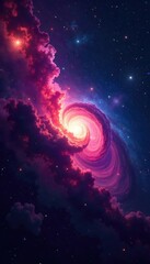 Wall Mural - intricate swirling nebula in deep space, vibrant colors and cosmic dust clouds create a stunning cel