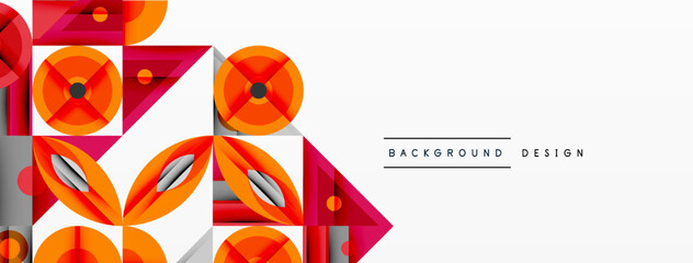 Poster - Abstract geometric shapes, orange, gray, maroon. Modern design elements create dynamic visual texture. Minimalist style.