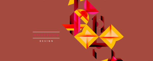 Leinwandbilder - Abstract geometric shapes, orange, red hues. Modern design elements create dynamic visual texture. Background features text background design.