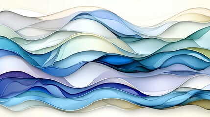 Abstract blue wave background flowing layers paper texture