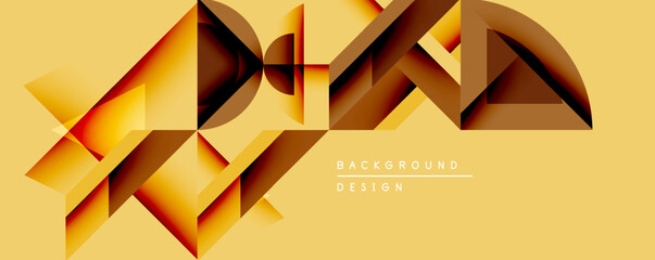 Leinwandbilder - Abstract geometric pattern. Warm yellow, brown hues create layered effect. Modern design suitable for backgrounds, presentations, digital art projects. Minimalist aesthetic.