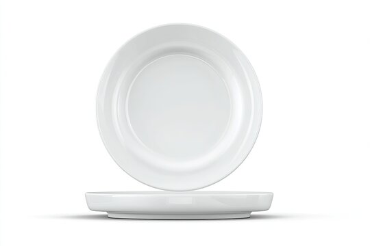 Two stacked, round, white plates