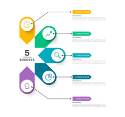 Poster - Diagram vector infographic template for five processes. Business and marketing template with icons