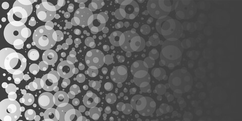 Poster - A monochromatic abstract pattern of overlapping circles with varying sizes and opacity, forming a textured and dynamic design on a dark background.