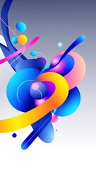 Wall Mural - Mobile wallpaper,  abstract background with colorful shapes and lines on a gradient backdrop