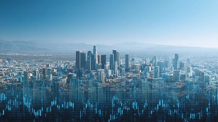 Poster - Dynamic View of Downtown Los Angeles with Digital Elements