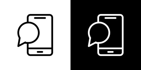 Text message icon stroke vector icon simple black style, illustration.