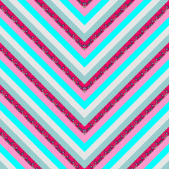 Wall Mural - seamless pattern of multicolored plain and ornamental stripes, connected at an angle. beautiful summ