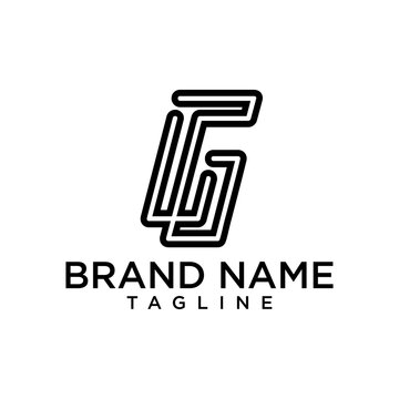 letter at monogram CG style line art modern logo	