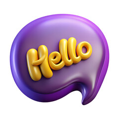 Aufkleber - 3d render of hello word in purple speech bubble isolated on transparent background