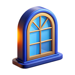 Aufkleber - 3d render of a blue and orange arch window isolated on transparent background