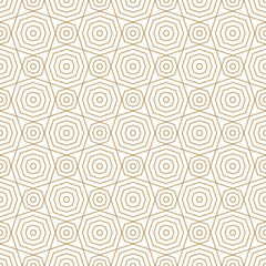 Wall Mural - seamless geometric pattern features concentric octagons in a delicate gold outline on a white backgr