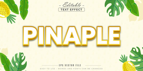 Poster - Pineapple glowing text, editable text effect.