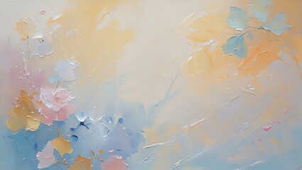 Wall Mural - pastel floral impression: a dreamy canvas of soft hues and textured blossoms