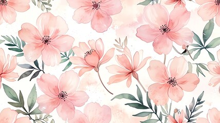 Wall Mural - watercolor peach blossoms: a delicate floral design