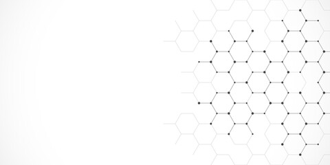 Fototapete - Graphic design element with abstract geometric background of simple hexagon pattern