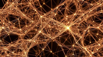Leinwandbilder - Intricate web of glowing lines and dots representing a network at night