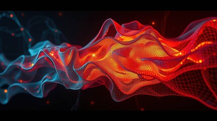 Leinwandbilder - Colorful wave pattern representing dynamic energy in a digital landscape