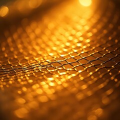 Poster - Golden mesh reflecting light creates a captivating texture in close-up view