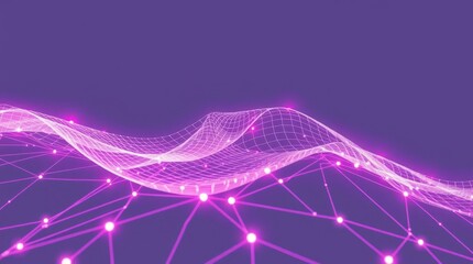 Poster - Abstract digital waves in purple and pink colors create a visually striking network design