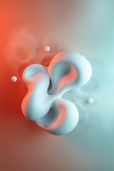 Poster - Creative abstract design featuring flowing white shape with red and blue background colors