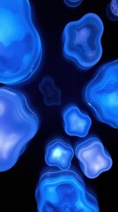 Leinwandbilder - Visual exploration of abstract blue shapes against a dark background, highlighting fluid forms and vibrant colors