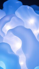 Aufkleber - Unique modern light installation with flowing shapes illuminated in soft blue tones