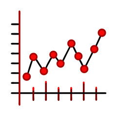 Poster - Line graph with red data points showing upward trend in analysis  