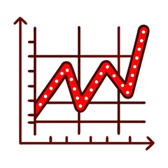 Poster - Line graph with red dotted trendline indicating growth concept of icon  