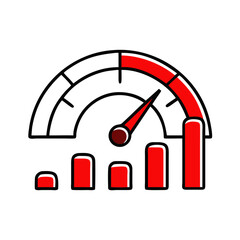 Poster - KPI indicator on gauge with red bars and measuring scale  