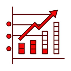 Poster - Line and bar combo chart showing upward trend in red  