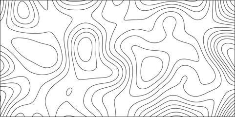 Poster - Minimalist, topographic contour line pattern in black and white. Smooth, organic, flowing lines elevation or terrain maps. Contour lines are thin, evenly spaced, and monochromatic. Data visualization 