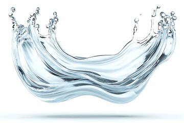 Poster - Fluid Water Splash in Artistic Wave Pattern Captured in High Definition with Clear Background for Creative Use