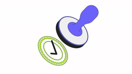 Poster - Rubber stamp with approved check mark 2D onboarding ui animation. Rubberstamp validate sign. Certification. Approval compliance animated cartoon flat concept metaphor 4K video isolated on white