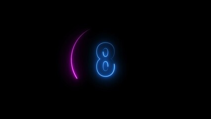 Poster - Glowing blue colour neon light 9 number countdown timer illustration background.	