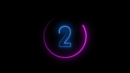 Poster - Glowing blue colour neon light 1 number countdown timer illustration background.	