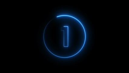 Poster - Neon countdown number 1. One number text background illustration.