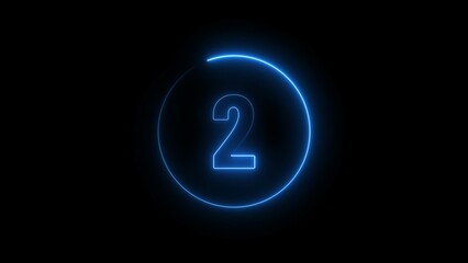 Poster - Neon countdown number 2. Two number icon text background illustration.