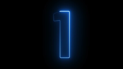 Poster - Neon countdown number 1. One number text background illustration.