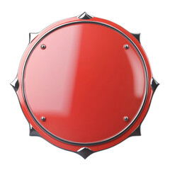 Poster - Crimson metal plate with a decorative polished chrome edge, blank emblem