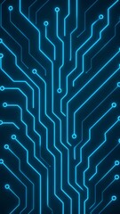 Poster - Explore the mesmerizing world of circuit patterns glowing in vibrant blue tones Generative AI