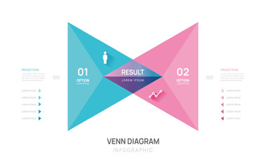 Wall Mural - venn diagram infographic triangle geometric chart template for business presentation vector illustra